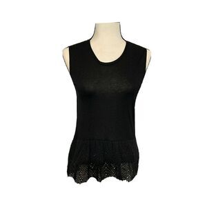 generation love womens solid black Crew Neck lace tank top xs